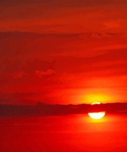 Red Sunset Landscape Paint By Numbers