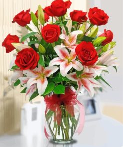 Lily and Rose Flower Bouquet Paint By Numbers