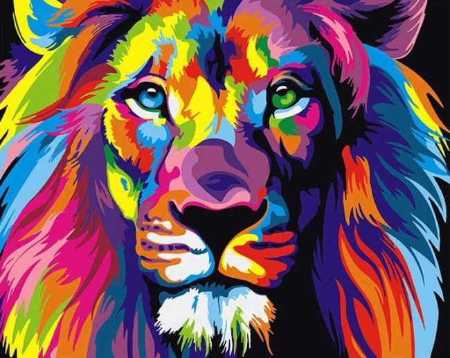 Colorful Abstract Lion Paint By Numbers