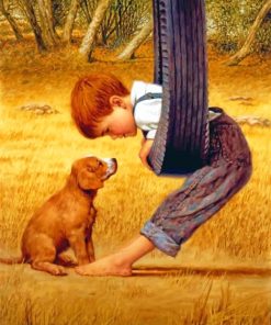 Boy and Dog Companion Paint By Numbers