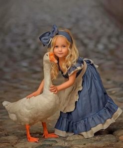Little Girl and White Duck Paint By Numbers