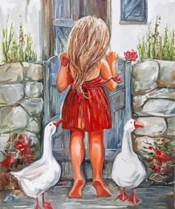 Little Girl With White Birds Paint By Numbers