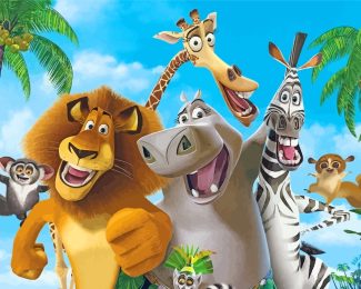 Madagascar Movie Animals Paint By Numbers