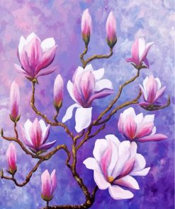 Pink Magnolia Flowers Paint By Numbers