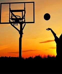 Basketball Silhouette Sunset Paint By Numbers