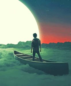 Boat Silhouette Night Scene Paint By Numbers