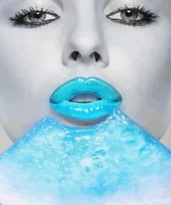 Blue Lips Monochrome Lady Paint By Numbers