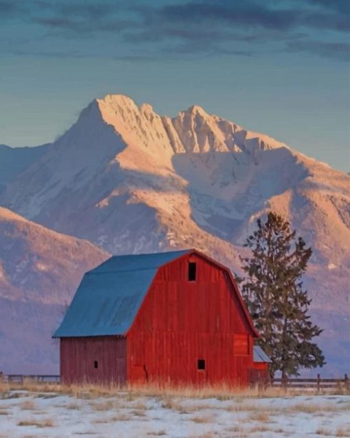 montana-mountains-and-barn-paint-by-numbers