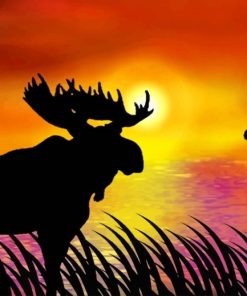 Moose Silhouette Animal Paint By Numbers