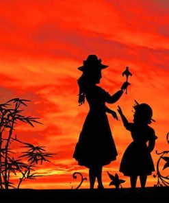 Mother Daughter Silhouette Paint By Numbers