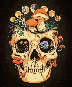 Mushroom Skull Painting Kit Paint By Numbers