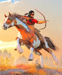 Native Warrior Riding Horse Paint By Numbers