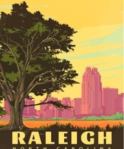 North Carolina Raleigh Skyline Paint By Numbers