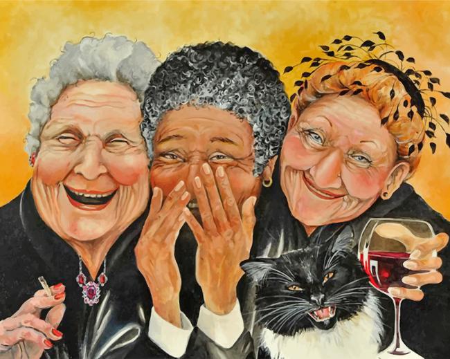 Finalizing Old Ladies Laughing Artwork