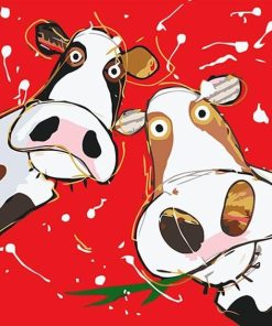 Two Red Cows Calf Paint By Numbers