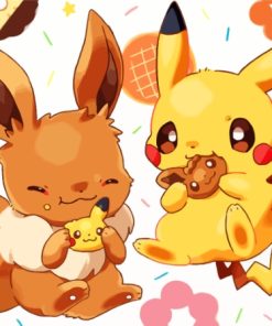 Pikachu and Eevee Pokemon Paint By Numbers