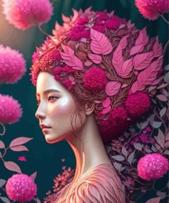 Pink Floral Lady Paint By Numbers