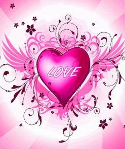 Pink Heart Love Illustrations Paint By Numbers