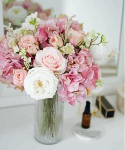 Pink Hydrangea White Rose Paint By Numbers