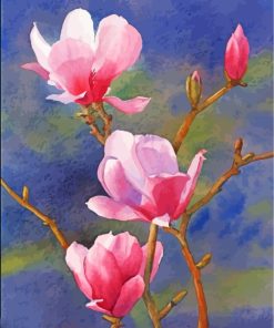 Pink Magnolia Flowers Paint By Numbers