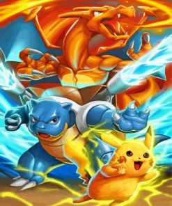 Pikachu and Charizard Pokemon Paint By Numbers