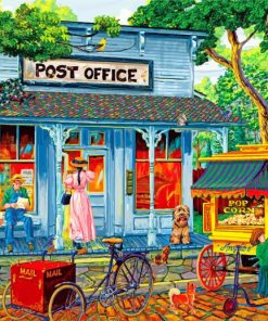 Vintage Small Town Scene Paint By Numbers