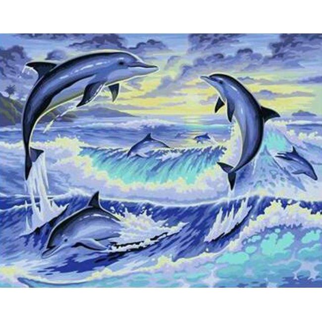 Jumping Dolphins Picture Paint By Numbers