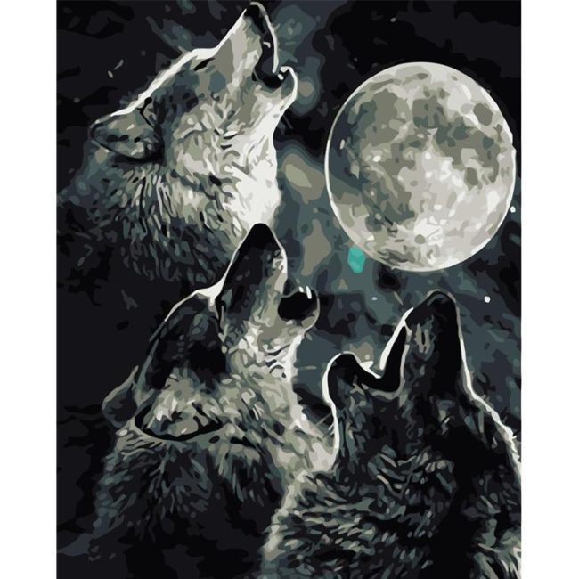 Moonlit Wolves Paint By Numbers