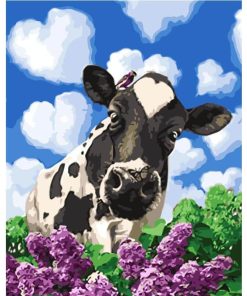 Cow and Calf in Floral Scene Paint By Numbers