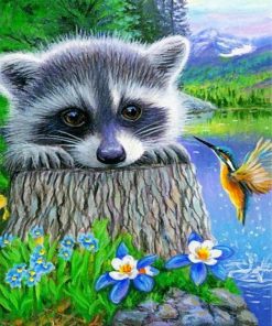 Raccoon and Hummingbird Wildlife Paint By Numbers