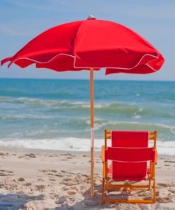Beachside Red Umbrella Paint By Numbers