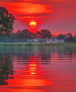 Red Sunset Landscape Paint By Numbers