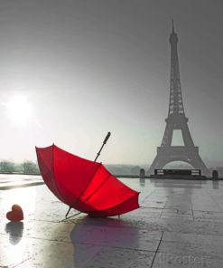Paris Red Umbrella Paint By Numbers