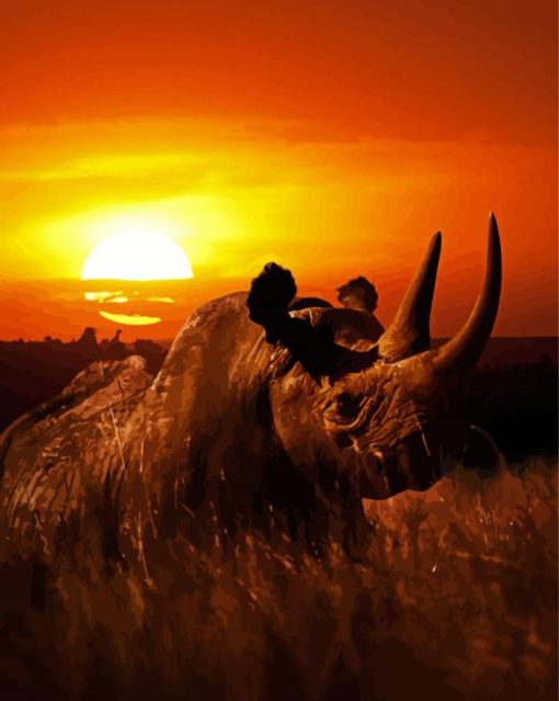 rhino-sunset-paint-by-numbers