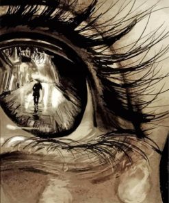 Monochrome Sad Eye Paint By Numbers