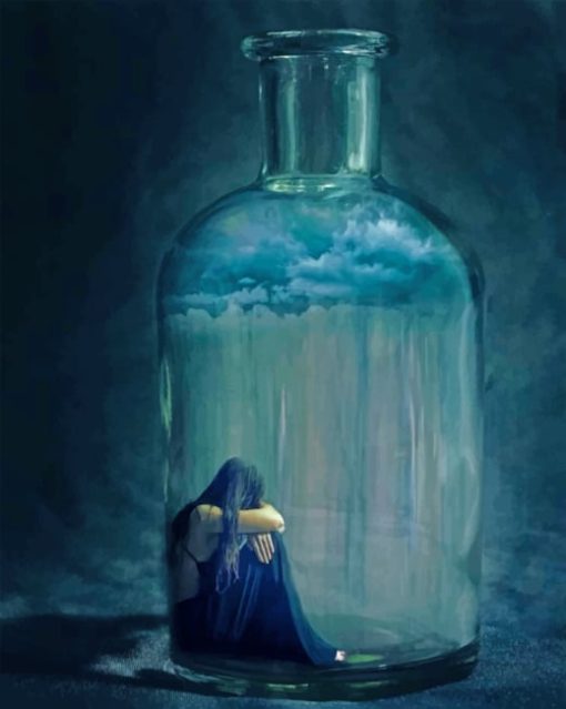 sad-woman-and-a-glass-bottle-paint-by-number