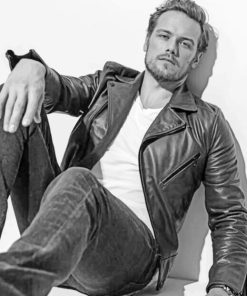 Sam Heughan Black and White Paint By Numbers
