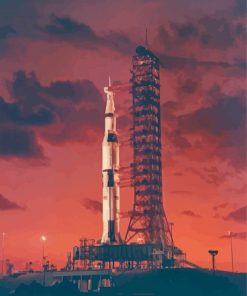Saturn 5 Rocket Sunset Paint By Numbers