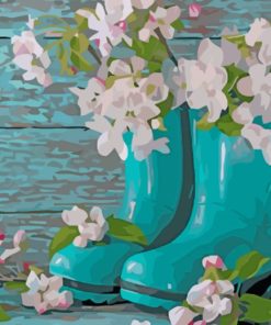 Aesthetic Boots and Flowers Paint By Numbers