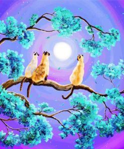 Siamese Kittens in Moonlight Paint By Numbers