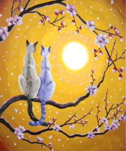 Siamese Cats Golden Sakura Paint By Numbers