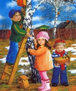 Colorful Birdhouse Illustrations Paint By Numbers