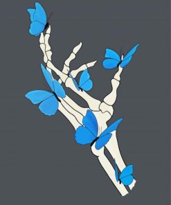 Blue Butterflies and Skeleton Hand Paint By Numbers
