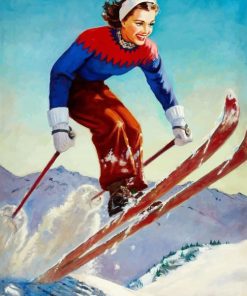 Skiing Woman Jumping Paint By Numbers