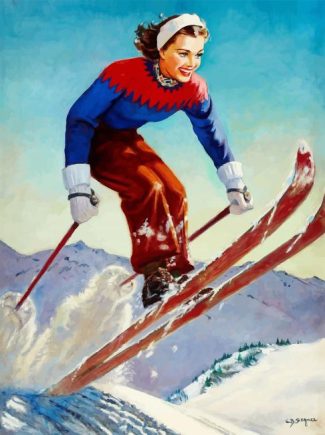 Skiing Woman Jumping Paint By Numbers