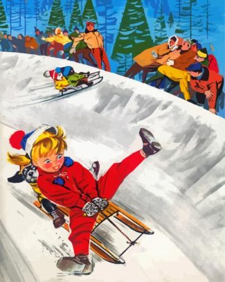 Skiing Winter Scene Paint By Numbers