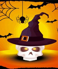 Spooky Witch Hat Skull Paint By Numbers
