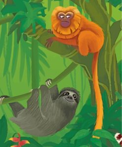Sloth and Monkey Animal Paint By Numbers