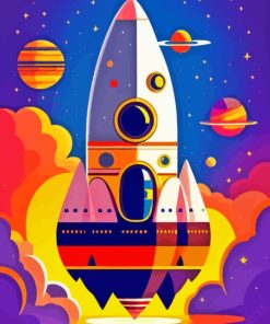 Colorful Space Rockets Paint By Numbers