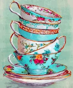 Vintage Tea Cups Paint By Numbers